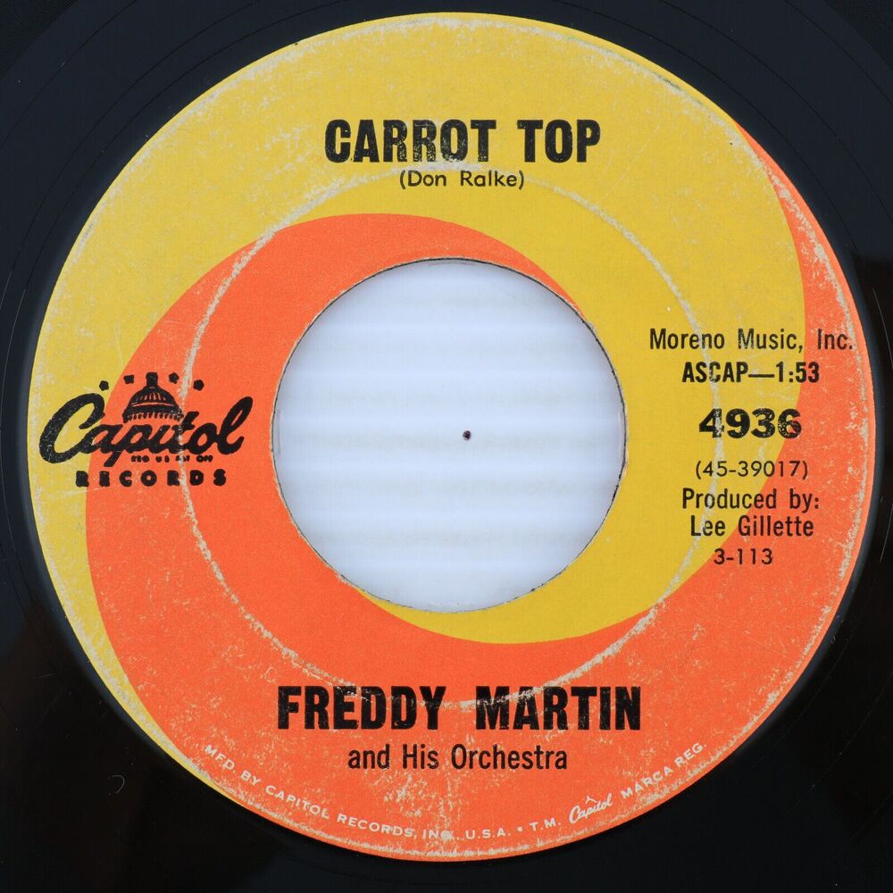 Freddy Martin - Carrot Top / It's Time For Love 1963 45 rpm 7" Vinyl Record 4936